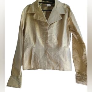 Watters and Watters 100% Silk Blazer Jacket Size 8 Beige Gold Minimalist Bridal‎